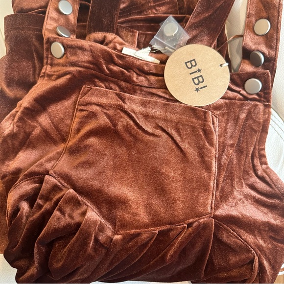 New Wide Leg Velvet Jumpsuit Overalls with Pockets - Picture 8 of 8